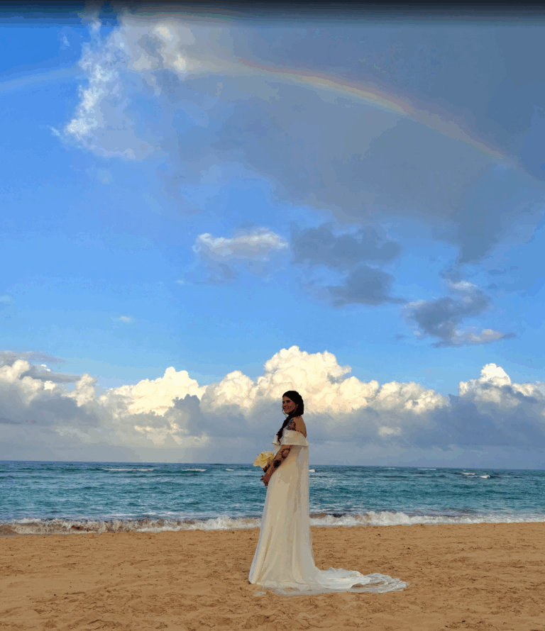 Wedding Photo with rainbow